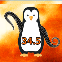 A penguin with tentacles and 34.5 on his tummy